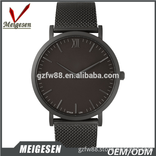 All matte black watches 2 hands miyota watches brand mesh steel watch